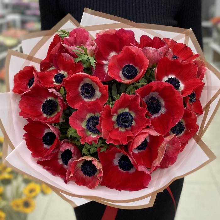 25 красных анемонов