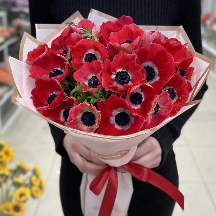 25 красных анемонов