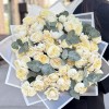 25 кустовых пионовидных кремовых роз Джульетта