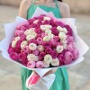25 кустовых пионовидных роз Розовый микс