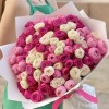 25 кустовых пионовидных роз Розовый микс