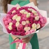 25 кустовых пионовидных роз Розовый микс