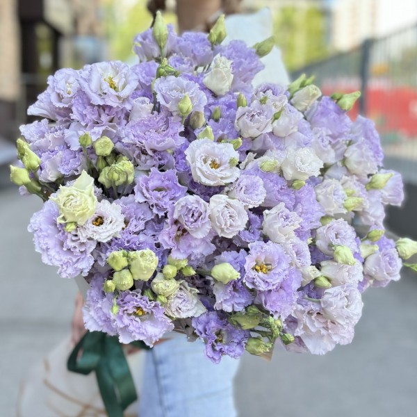 25 махровых лавандовых эустом