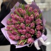 35 махровых темно-розовых тюльпанов в упаковке