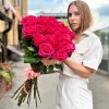 25 малиновых роз Пинк Флойд 80 см
