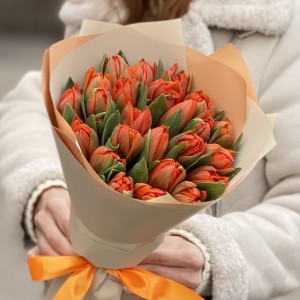 25 оранжевых пионовидных тюльпанов Эрмитаж Даб