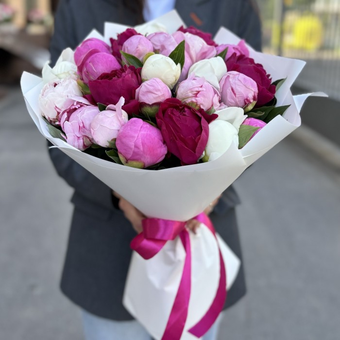 25 пионов микс в упаковке