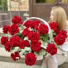 25 пышных красных роз Хартс в корзине