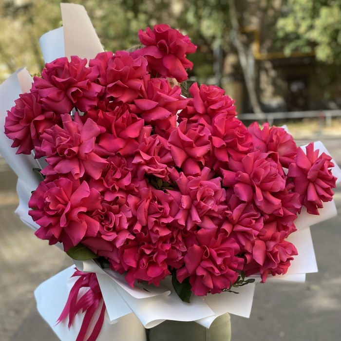 25 пышных малиновых роз Пинк Флойд