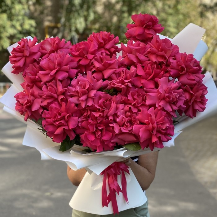 25 пышных малиновых роз Пинк Флойд