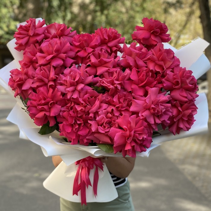 25 пышных малиновых роз Пинк Флойд