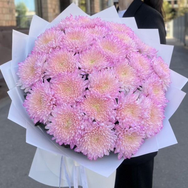 25 розовых хризантем Минка