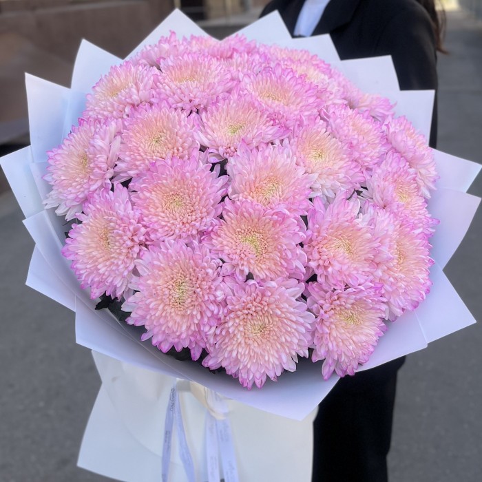 25 розовых хризантем Минка
