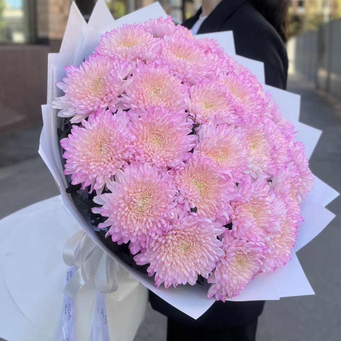 25 розовых хризантем Минка