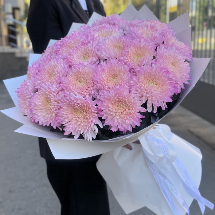25 розовых хризантем Минка