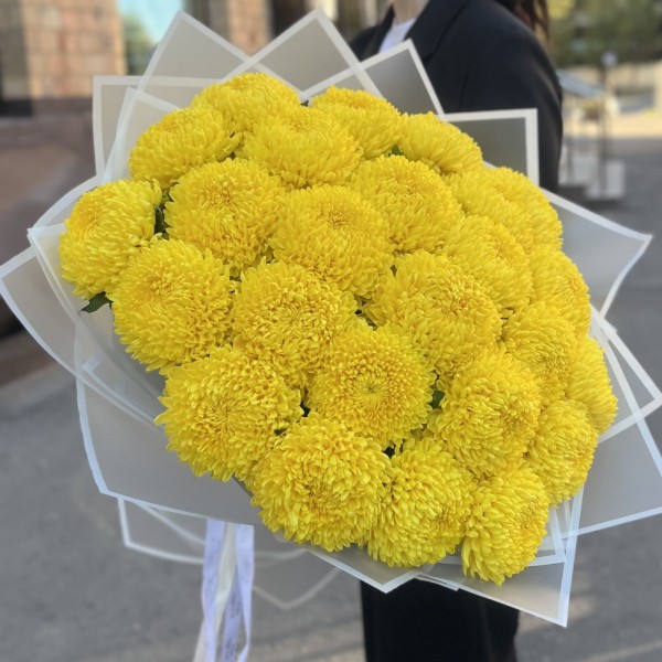 25 желтых хризантем