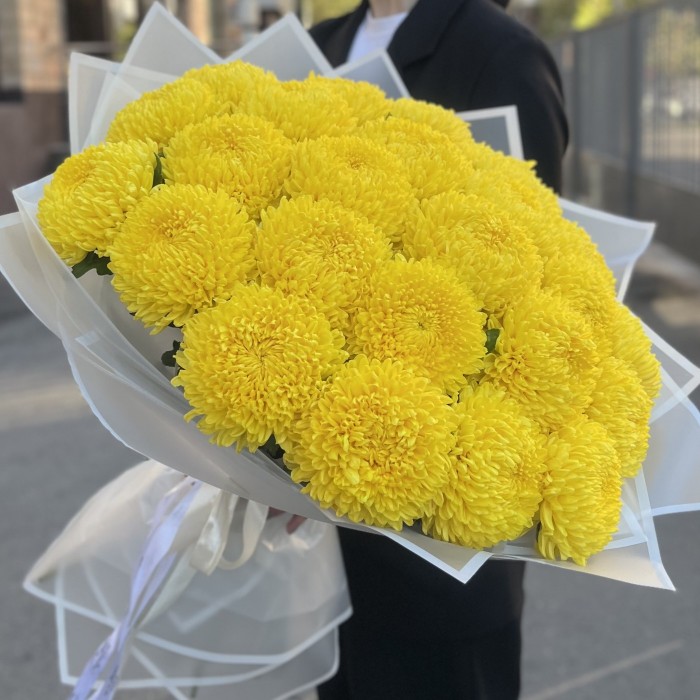25 желтых хризантем