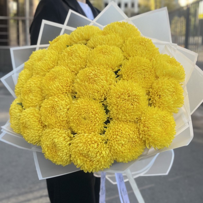 25 желтых хризантем