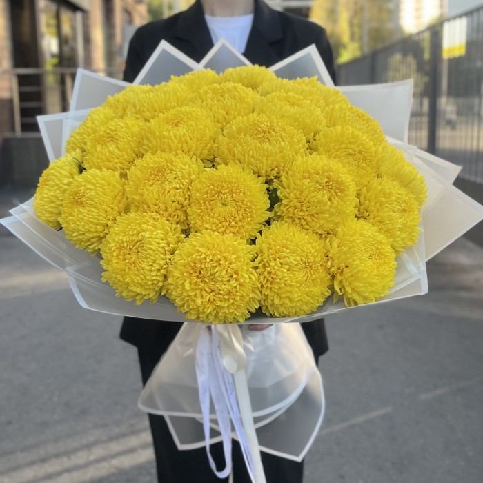 25 желтых хризантем