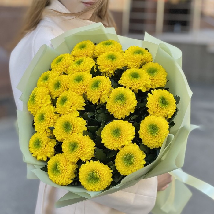 25 жёлтых хризантем Помпон