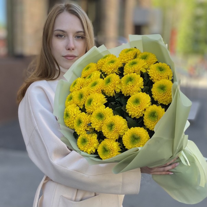 25 жёлтых хризантем Помпон