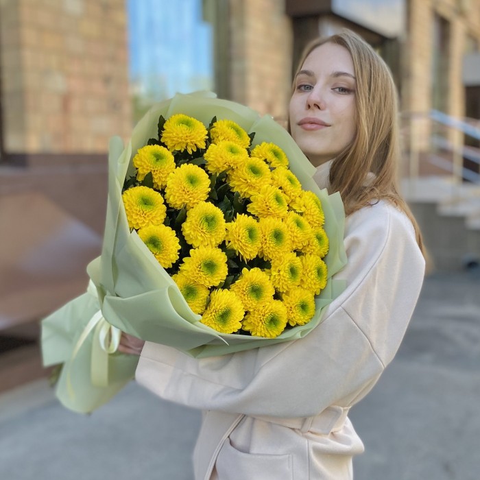 25 жёлтых хризантем Помпон