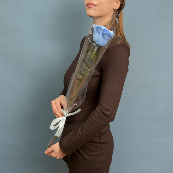 1 голубая роза 60 см