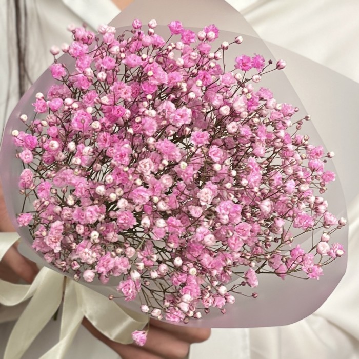 Корпоративный мини букет из розовой гипсофилы