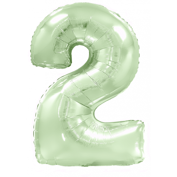 Мятный фольгированный шар цифра 2