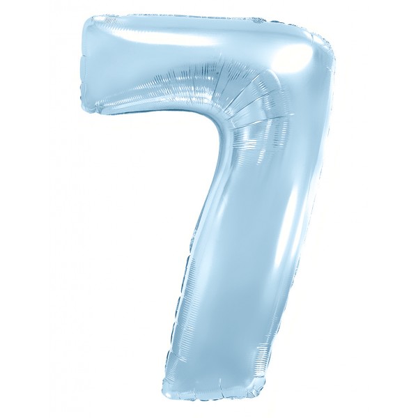 Голубой фольгированный шар цифра 7