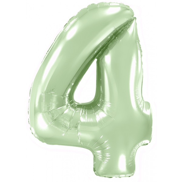 Мятный фольгированный шар цифра 4