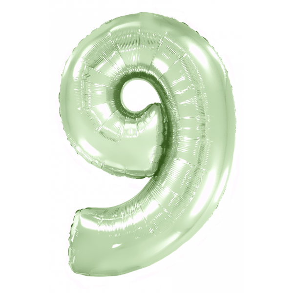 Мятный фольгированный шар цифра 9