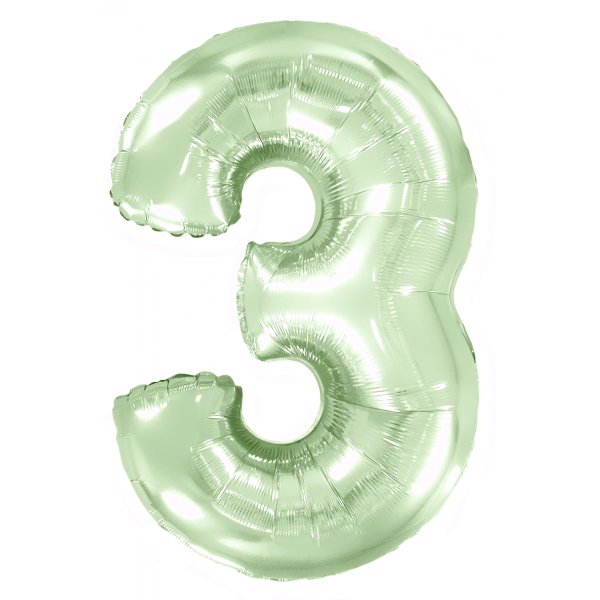 Мятный фольгированный шар цифра 3
