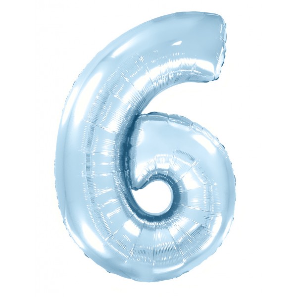 Голубой фольгированный шар цифра 6