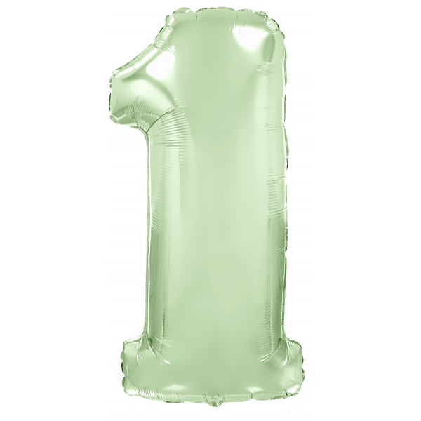 Мятный фольгированный шар цифра 1
