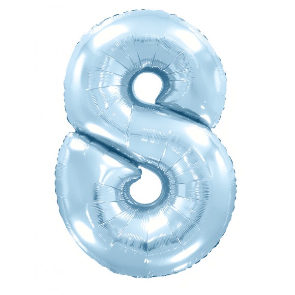 Голубой фольгированный шар цифра 8