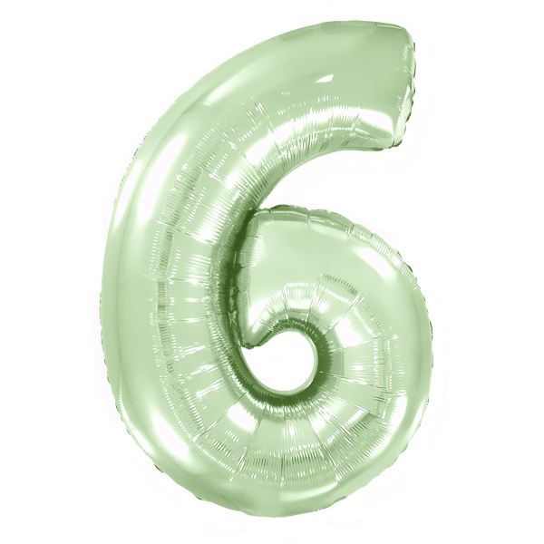 Мятный фольгированный шар цифра 6