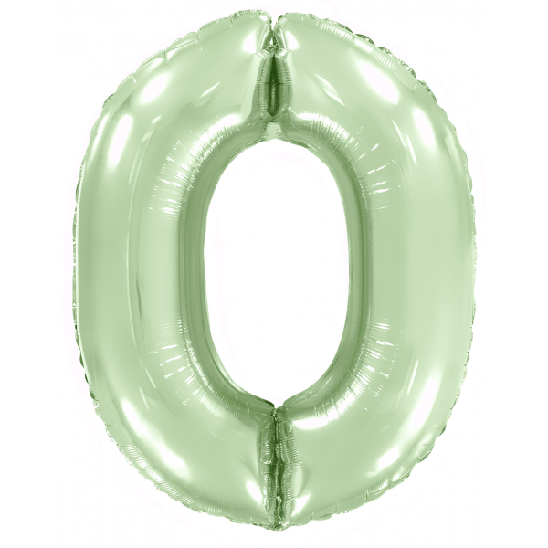 Мятный фольгированный шар цифра 0