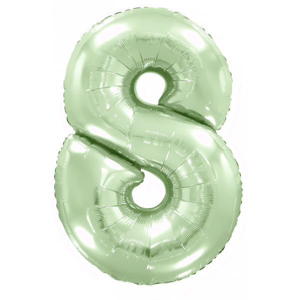 Мятный фольгированный шар цифра 8