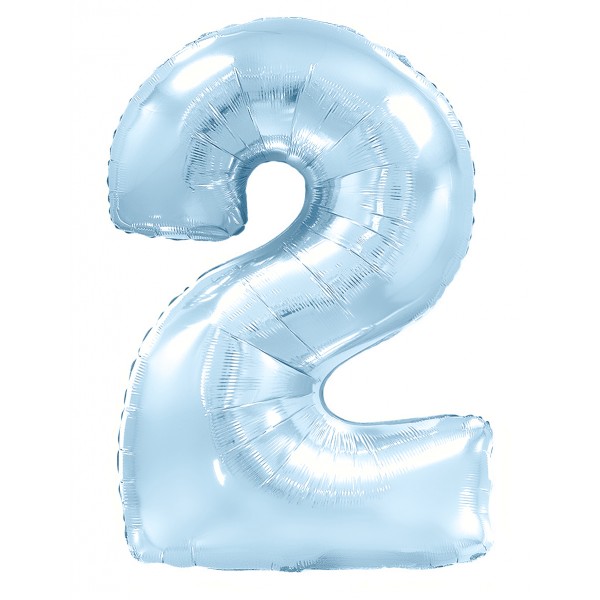 Голубой фольгированный шар цифра 2