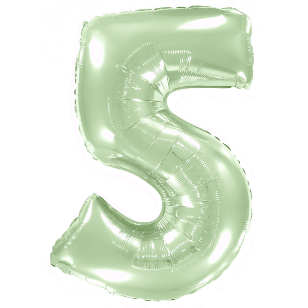 Мятный фольгированный шар цифра 5