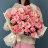 15 розовых кустовых роз Бердс Нест 50 см