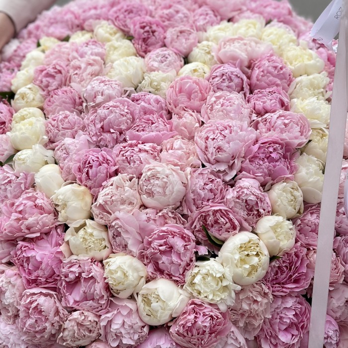 201 пион Сердце в корзине