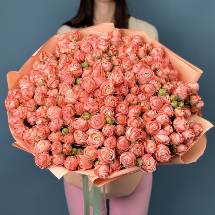 51 кустовая персиковая Роза Амэйзинг Мэджик 50 см