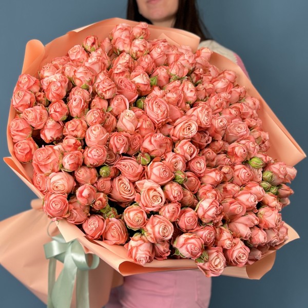 51 кустовая персиковая Роза Амэйзинг Мэджик 50 см