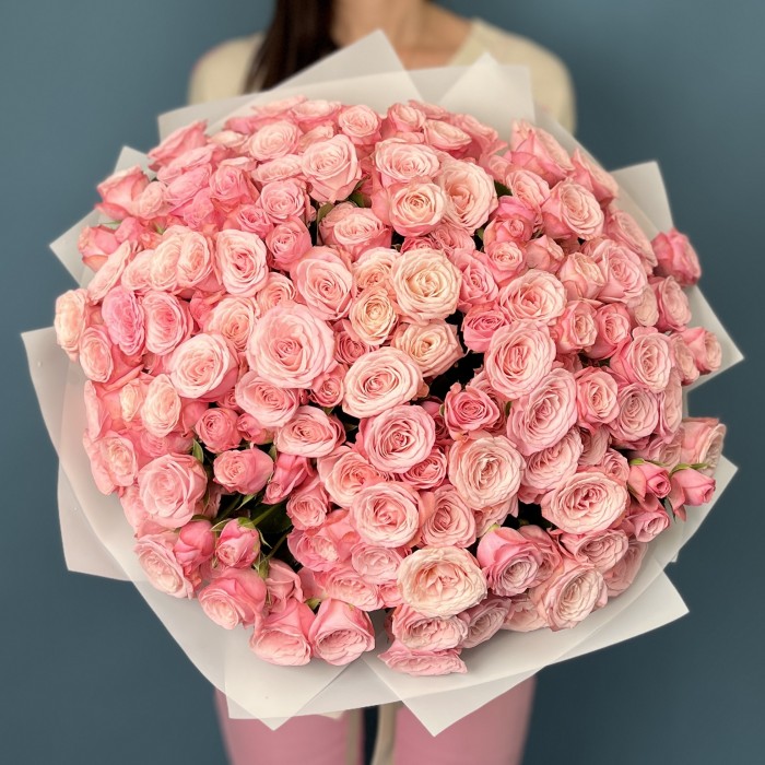 51 кустовая розовая Роза Бердс Нест 50 см