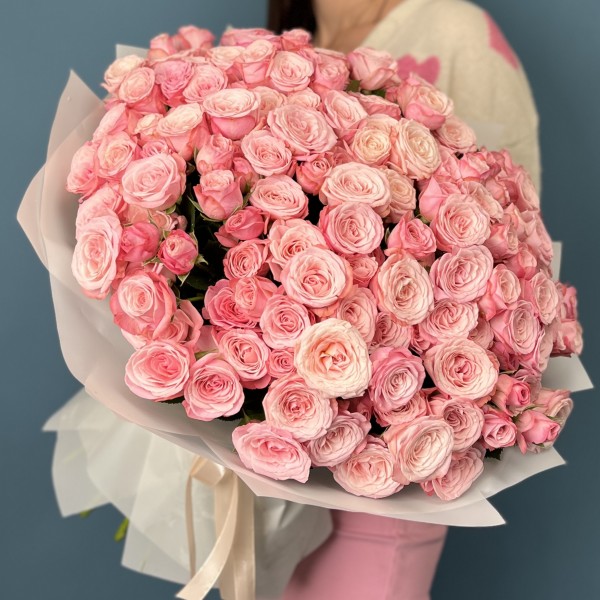 51 кустовая розовая Роза Бердс Нест 50 см