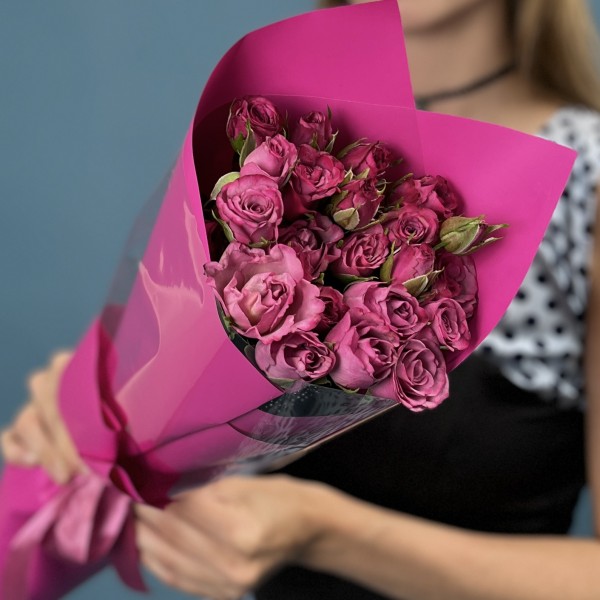 5 кустовых фиолетовых роз Пурпл Куин 50 см