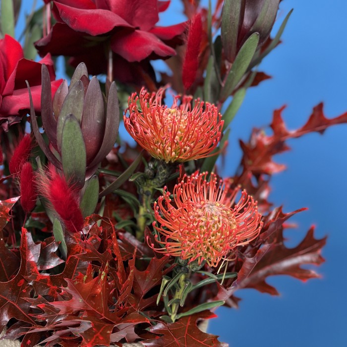 Красная композиция в кашпо