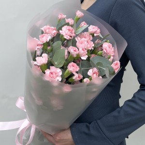15 кустовых нежно-розовых гвоздик